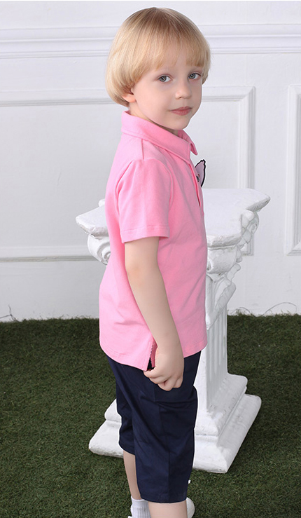 幼儿园园服夏季套装粉色男款
