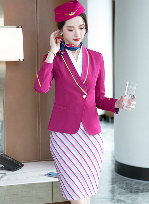 空姐职业套装紫色